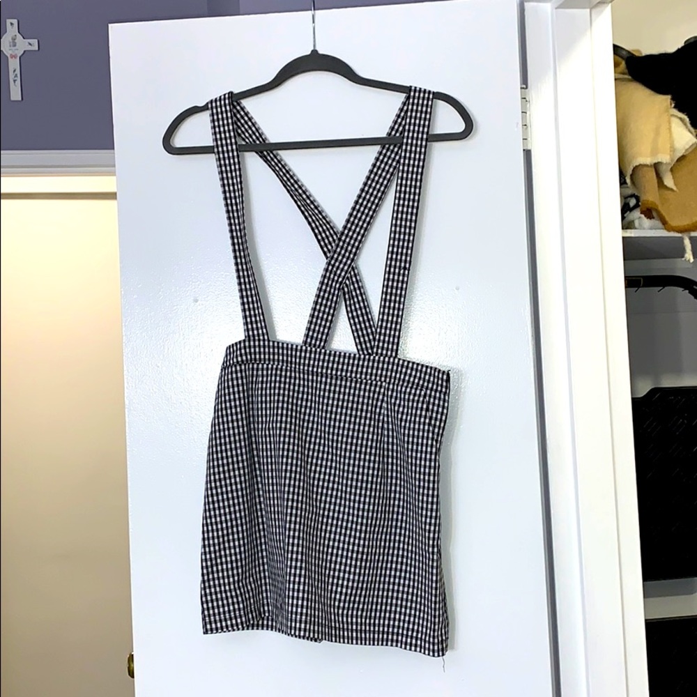 Plaid skirt overalls